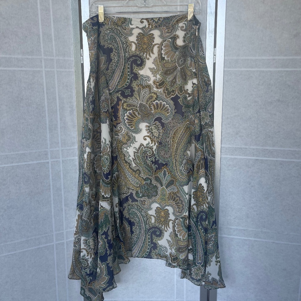 NWT Veronica Beard Karima Paisley-Print Silk Midi Skirt sz 14